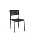 Chaise de repas extérieur RAY en aluminium anthracite et corde tressée