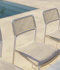 Chaise de repas extérieur RAY en aluminium blanc et corde tressée