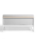 Canapé extérieur élément central en aluminium blanc, teck et tissu gris clair LANDSCAPE TECK Large Middle Seat – Image 4