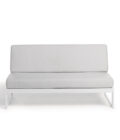 Canapé extérieur élément central en aluminium blanc, teck et tissu gris clair LANDSCAPE TECK Large Middle Seat – Image 2