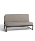 Canapé extérieur élément central en aluminium anthracite, teck et tissu gris LANDSCAPE TECK Large Middle Seat