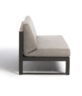 Canapé extérieur élément central en aluminium anthracite, teck et tissu gris LANDSCAPE TECK Large Middle Seat – Image 4