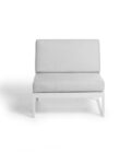 Canapé extérieur élément central en aluminium blanc, teck et tissu gris clair LANDSCAPE TECK Small Middle Seat – Image 2