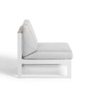 Canapé extérieur élément central en aluminium blanc, teck et tissu gris clair LANDSCAPE TECK Small Middle Seat – Image 3