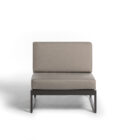 Canapé extérieur élément central en aluminium anthracite, teck et tissu gris LANDSCAPE TECK Small Middle Seat – Image 2