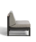 Canapé extérieur élément central en aluminium anthracite, teck et tissu gris LANDSCAPE TECK Small Middle Seat – Image 3