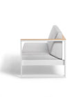 Canapé extérieur modulable 1 accoudoir en aluminium blanc, teck et tissu gris clair LANDSCAPE TECK – Image 2