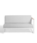 Canapé extérieur modulable 1 accoudoir en aluminium blanc, teck et tissu gris clair LANDSCAPE TECK – Image 3