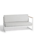 Canapé extérieur modulable 1 accoudoir en aluminium blanc, teck et tissu gris clair LANDSCAPE TECK – Image 4