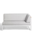 Canapé extérieur modulable 1 accoudoir en aluminium blanc, teck et tissu gris clair LANDSCAPE TECK – Image 6