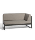 Canapé extérieur modulable 1 accoudoir en aluminium anthracite, teck et tissu gris LANDSCAPE TECK – Image 9