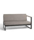 Canapé extérieur modulable 1 accoudoir en aluminium anthracite, teck et tissu gris LANDSCAPE TECK – Image 8