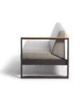 Canapé extérieur modulable 1 accoudoir en aluminium anthracite, teck et tissu gris LANDSCAPE TECK – Image 6