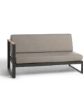 Canapé extérieur modulable 1 accoudoir en aluminium anthracite, teck et tissu gris LANDSCAPE TECK – Image 4