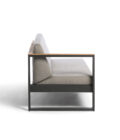 Canapé extérieur modulable 1 accoudoir en aluminium anthracite, teck et tissu gris LANDSCAPE TECK – Image 2