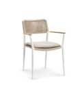 Fauteuil de repas extérieur RAY en aluminium blanc, corde tressée et teck – Image 11