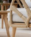 Fauteuil extérieur dossier bas en teck et corde tressée BOHÈME – Image 2