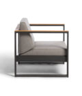 Fauteuil en aluminium anthracite, accoudoirs en teck et tissu gris LANDSCAPE TECK – Image 3