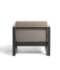 Fauteuil en aluminium anthracite, accoudoirs en teck et tissu gris LANDSCAPE TECK – Image 4