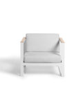 Fauteuil en aluminium blanc, accoudoirs en teck et tissu gris LANDSCAPE TECK – Image 4