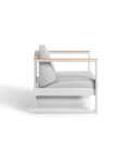 Fauteuil en aluminium blanc, accoudoirs en teck et tissu gris LANDSCAPE TECK – Image 3