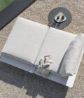 Chaise longue en aluminium blanc, pieds en teck et tissu Twisted Linen LINK 120.01 – Image 2