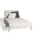 Chaise longue en aluminium blanc, pieds en teck et tissu Twisted Linen LINK 120.01