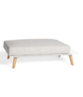 Pouf extérieur avec tablette en aluminium blanc, pieds en teck et tissu Twisted Linen LINK L.120 cm