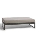 Pouf extérieur en aluminium anthracite, teck et tissu gris LANDSCAPE TECK Large Footrest