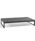 Pouf extérieur en aluminium anthracite, teck et tissu gris LANDSCAPE TECK Large Footrest – Image 3
