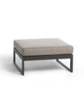 Pouf extérieur en aluminium anthracite, teck et tissu gris LANDSCAPE TECK Medium Footrest