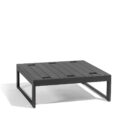 Pouf extérieur en aluminium anthracite, teck et tissu gris LANDSCAPE TECK Medium Footrest – Image 2