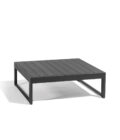 Pouf extérieur en aluminium anthracite, teck et tissu gris LANDSCAPE TECK Medium Footrest – Image 3