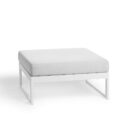 Pouf extérieur en aluminium blanc et tissu gris clair LANDSCAPE TECK Medium Footrest