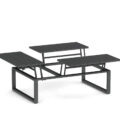 Table basse extérieure ajustable en hauteur en aluminium anthracite LANDSCAPE TECK S
