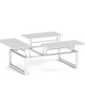 Table basse extérieure ajustable en hauteur en aluminium blanc LANDSCAPE TECK S